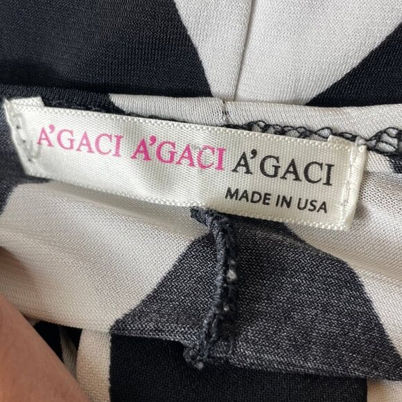 a'gaci Women's Chevron Geometric Mock Neck Mini Dress Black & White Size Small - Picture 6 of 7